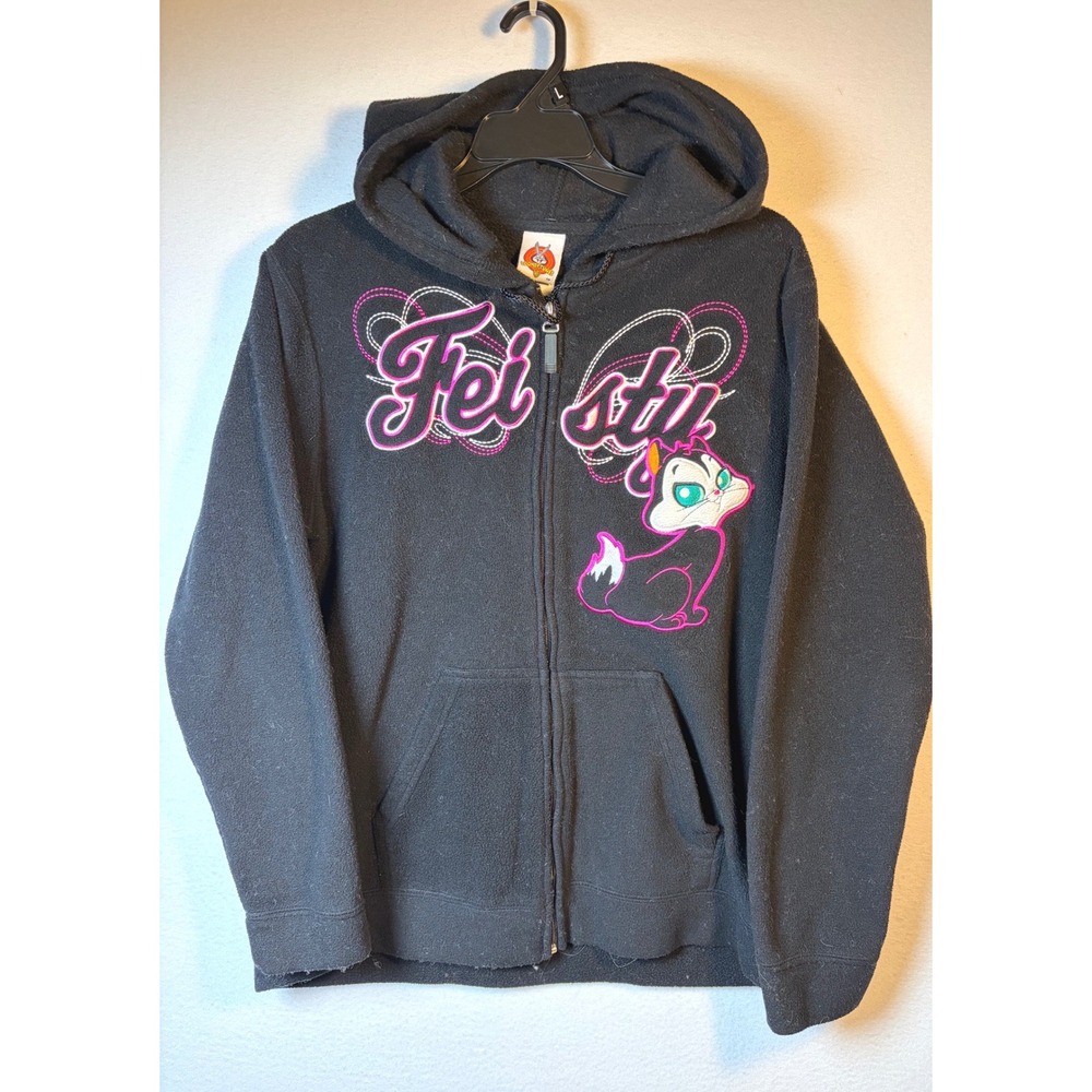 Looney TunesVTG Y2K Hoodie Women MED Black EUC Penelope Pussycat Feisty Zip Up